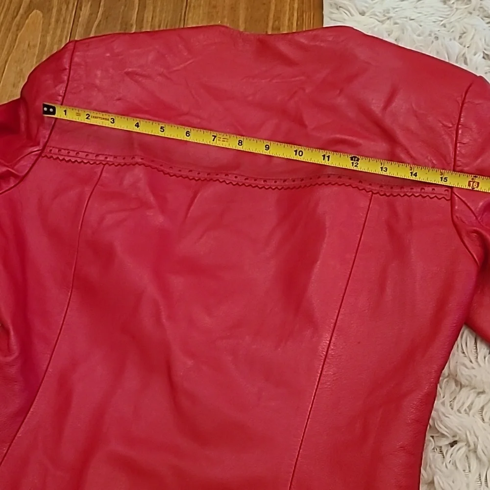 Dana Buchman Red Butter Soft Leather Moto Biker Jacket Size 8 - Picture 10 of 11